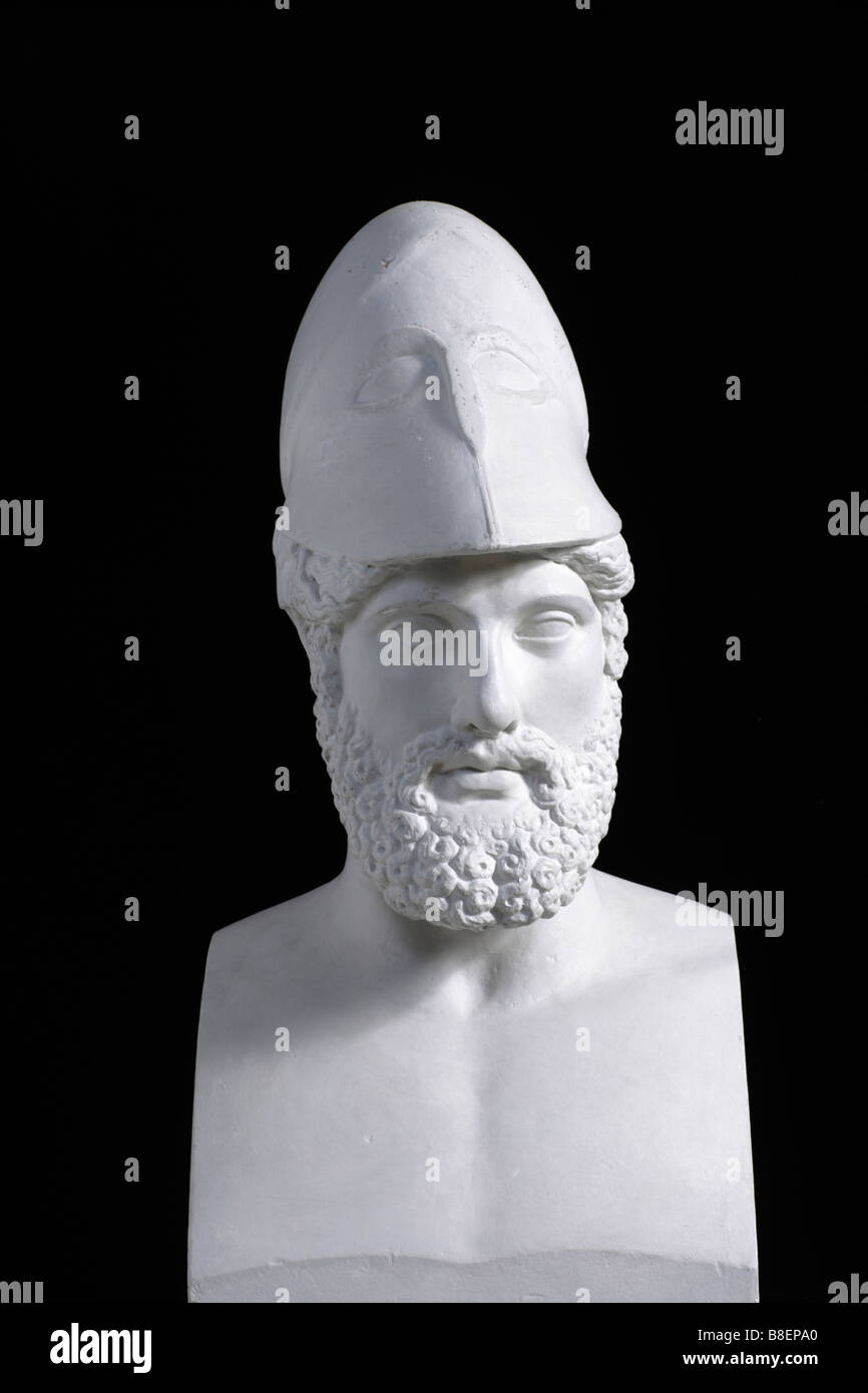 Erma di Pericle recanti la scritta Pericle figlio di Xanthippus ateniese copia romana di originale da Kresilas Foto Stock