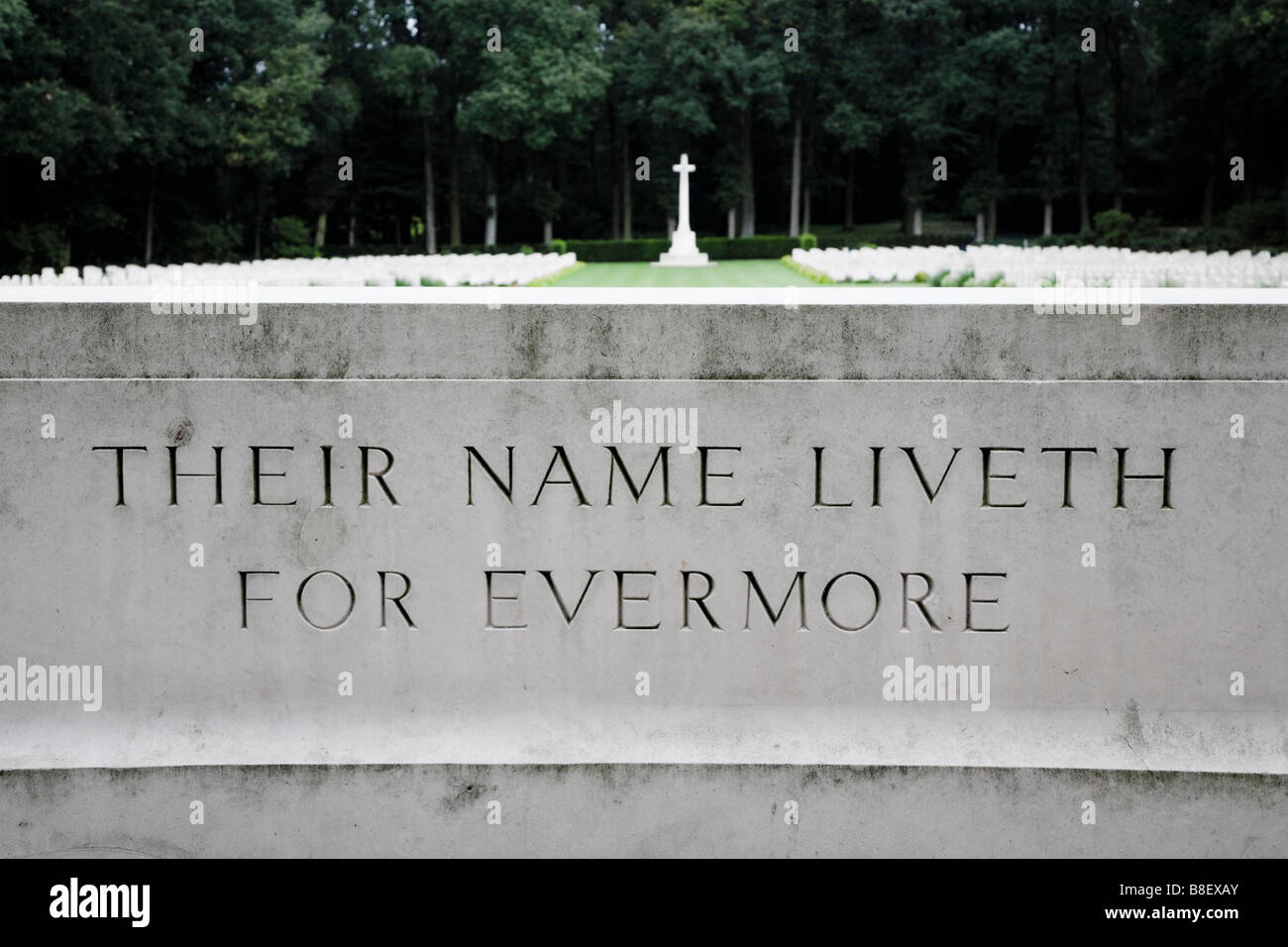 Il loro nome vive per sempre iscrizione nel Commonwealth War Graves cimitero Arnhem Paesi Bassi Foto Stock