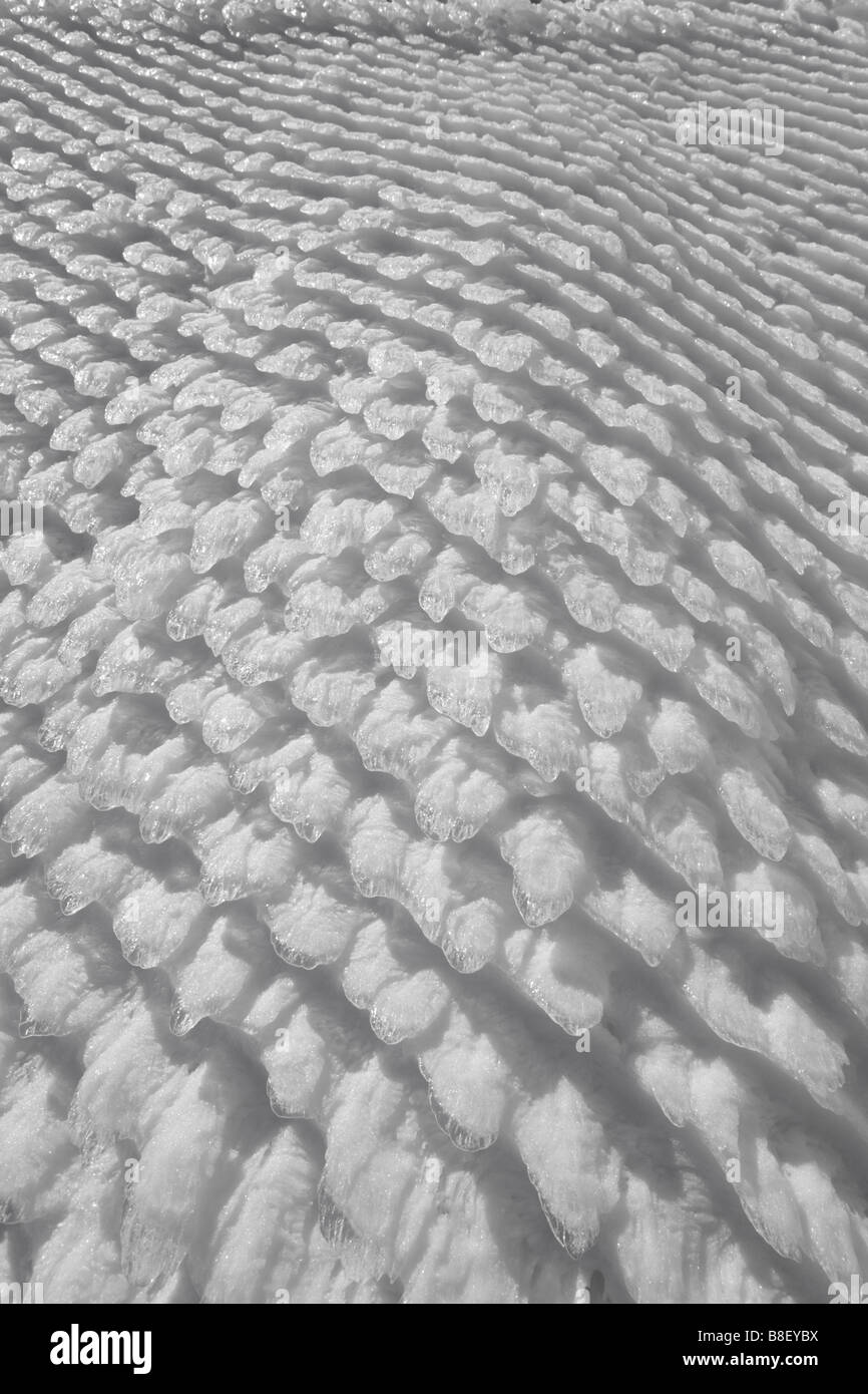 Naturalmente le scale di ghiaccio si sono riuniti su una rete metallica (Puy de Dôme - Francia). Ecailles de glace formées naturellement sur grillage delle Nazioni Unite. Foto Stock