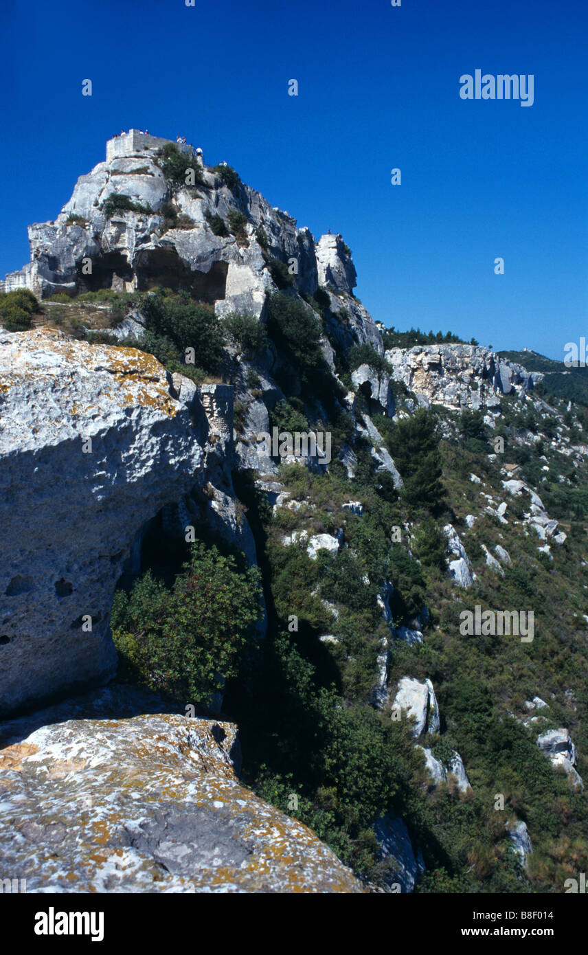 Fortilizio medievale o Cittadella (c13th) di Les Baux, Alpilles, Provenza, Francia Foto Stock