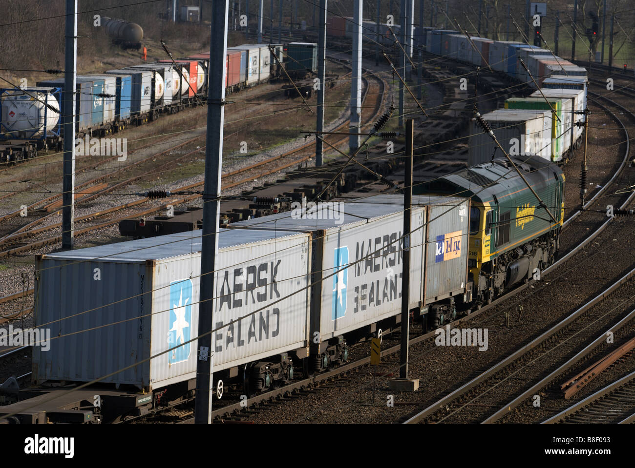 Freightliner treno merci, Ipswich, Suffolk, Regno Unito. Foto Stock