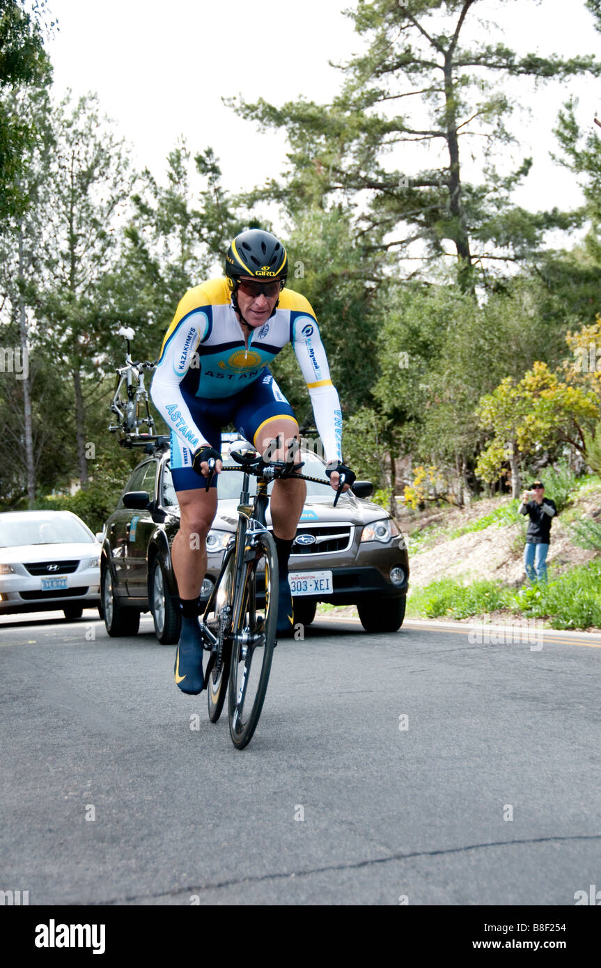 Lance Armstrong nella fase 6 prove cronometrate della Amgen tour della California 2009 Foto Stock