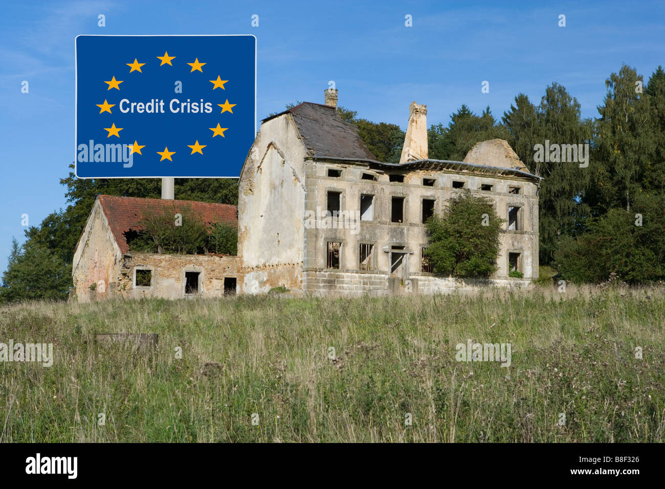 Rappresentazione simbolica della crisi di credito symbolische Darstellung der Bankenkrise Foto Stock