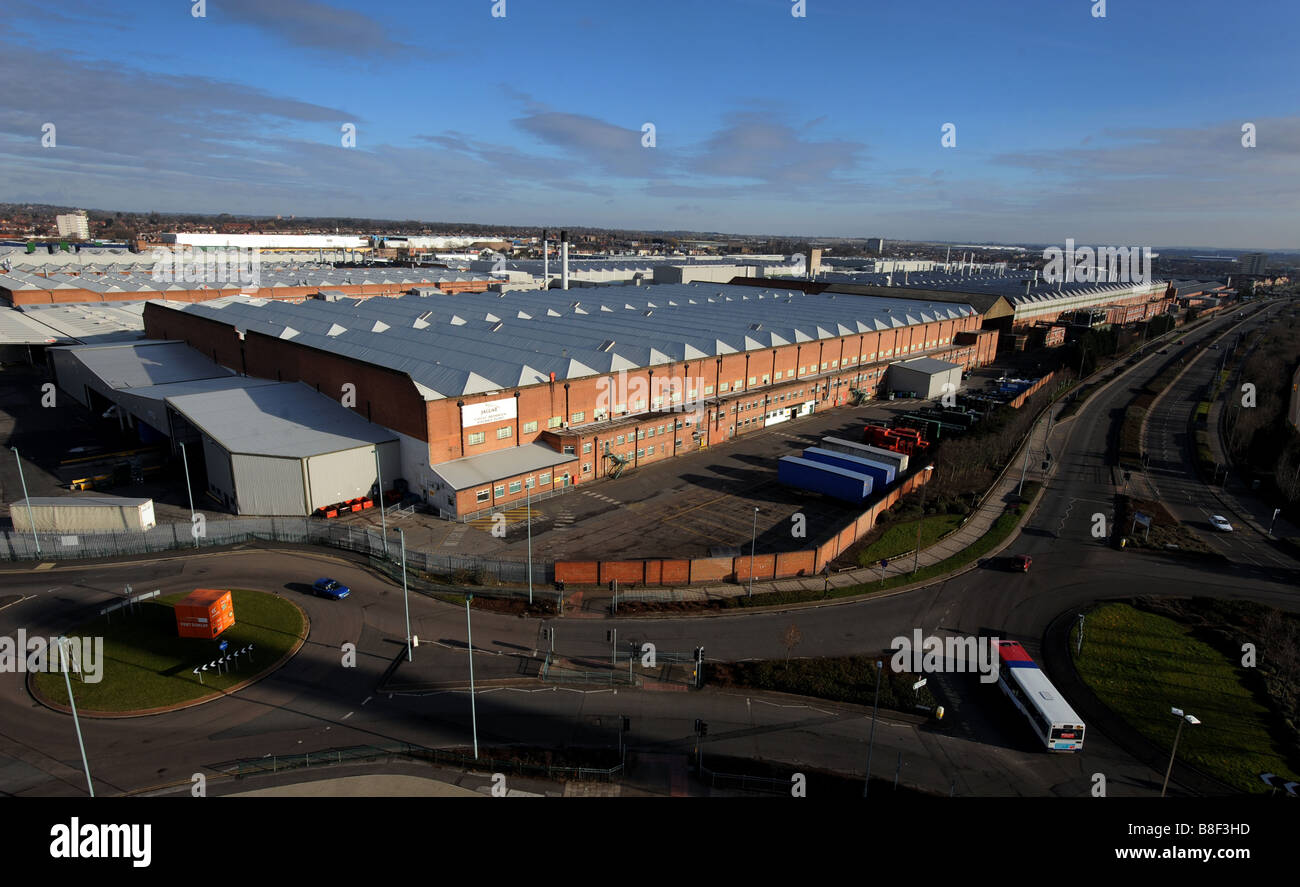 Esterno e vista complessiva di Castle Bromwich impianti e opere della Jaguar auto aziendale nel West Midlands Foto Stock