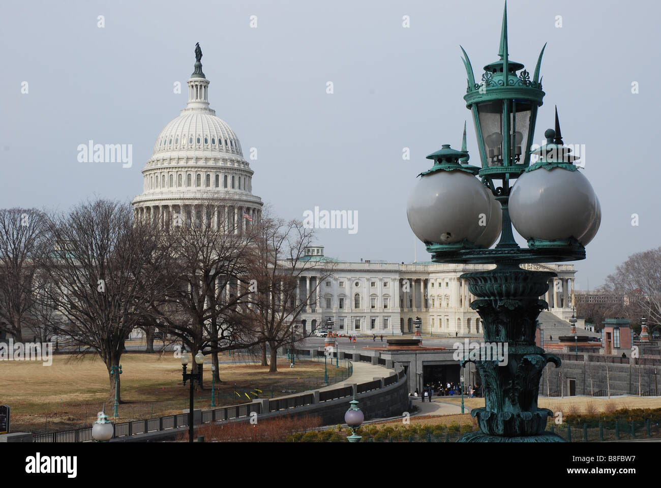 Stati Uniti Capitol dalle fasi della Biblioteca del Congresso Foto Stock