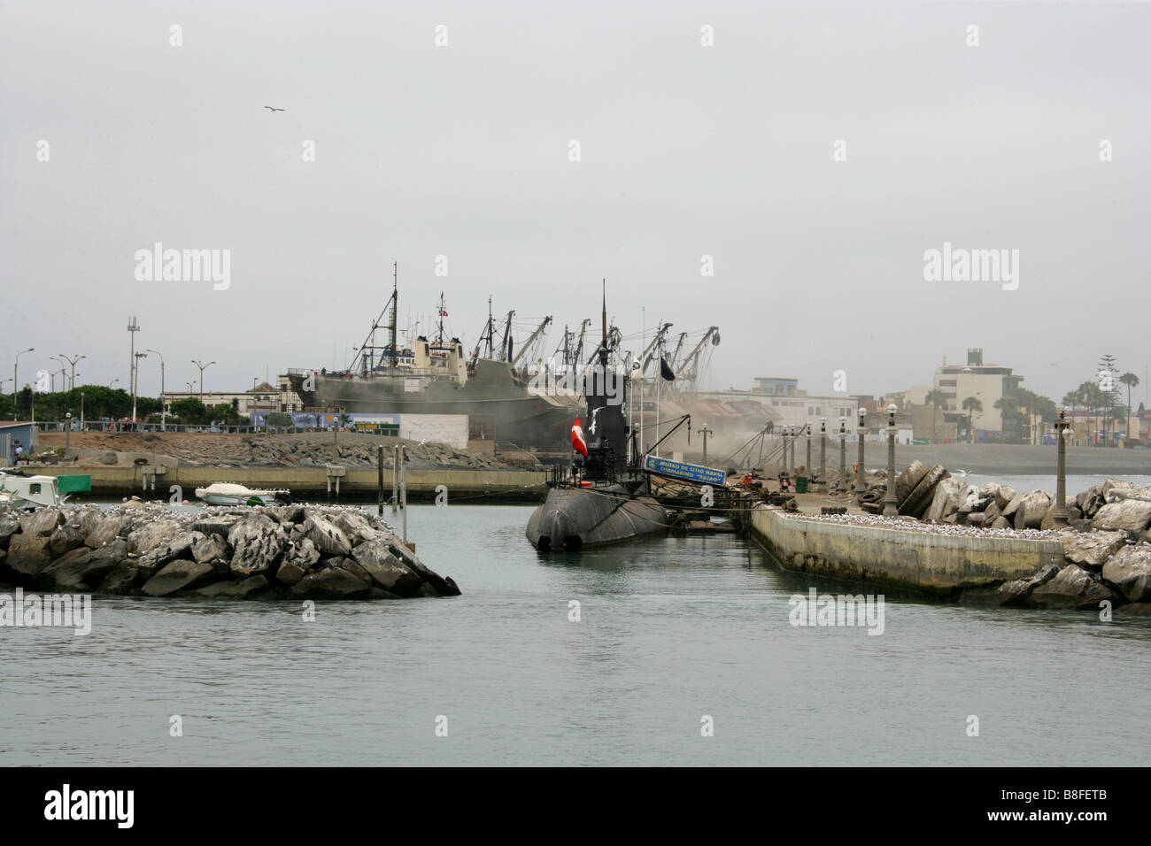 Museo de Sitio navale, Submarino ABTAO, Museo del Sottomarino e bacini di carenaggio, Porto di Callao a Lima, Perù, Sud America. Foto Stock