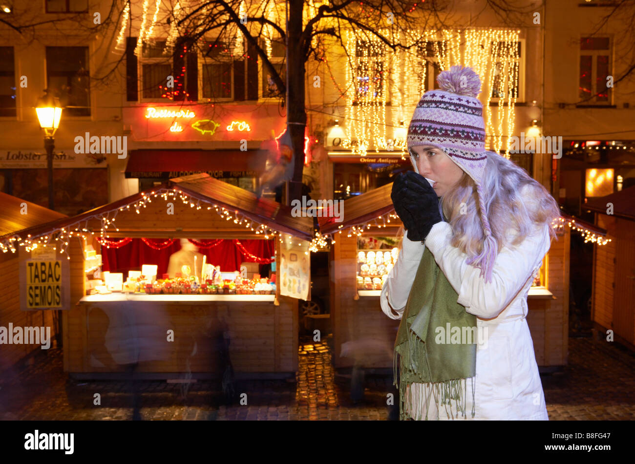 Belgio Bruxelles MERCATINO DI NATALE Foto Stock