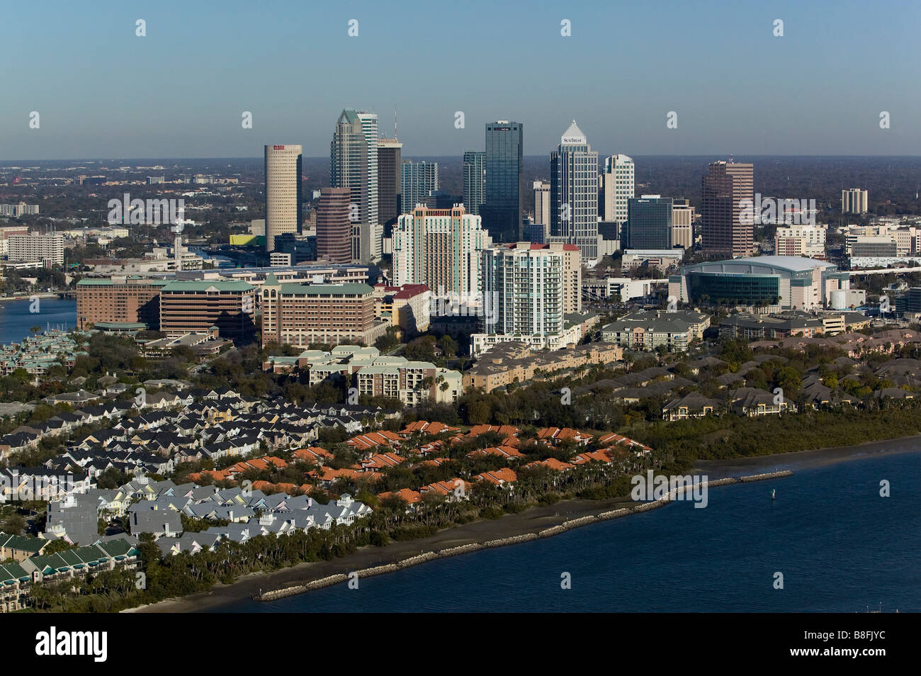 Vista aerea sopra Tampa Florida skyline Foto Stock