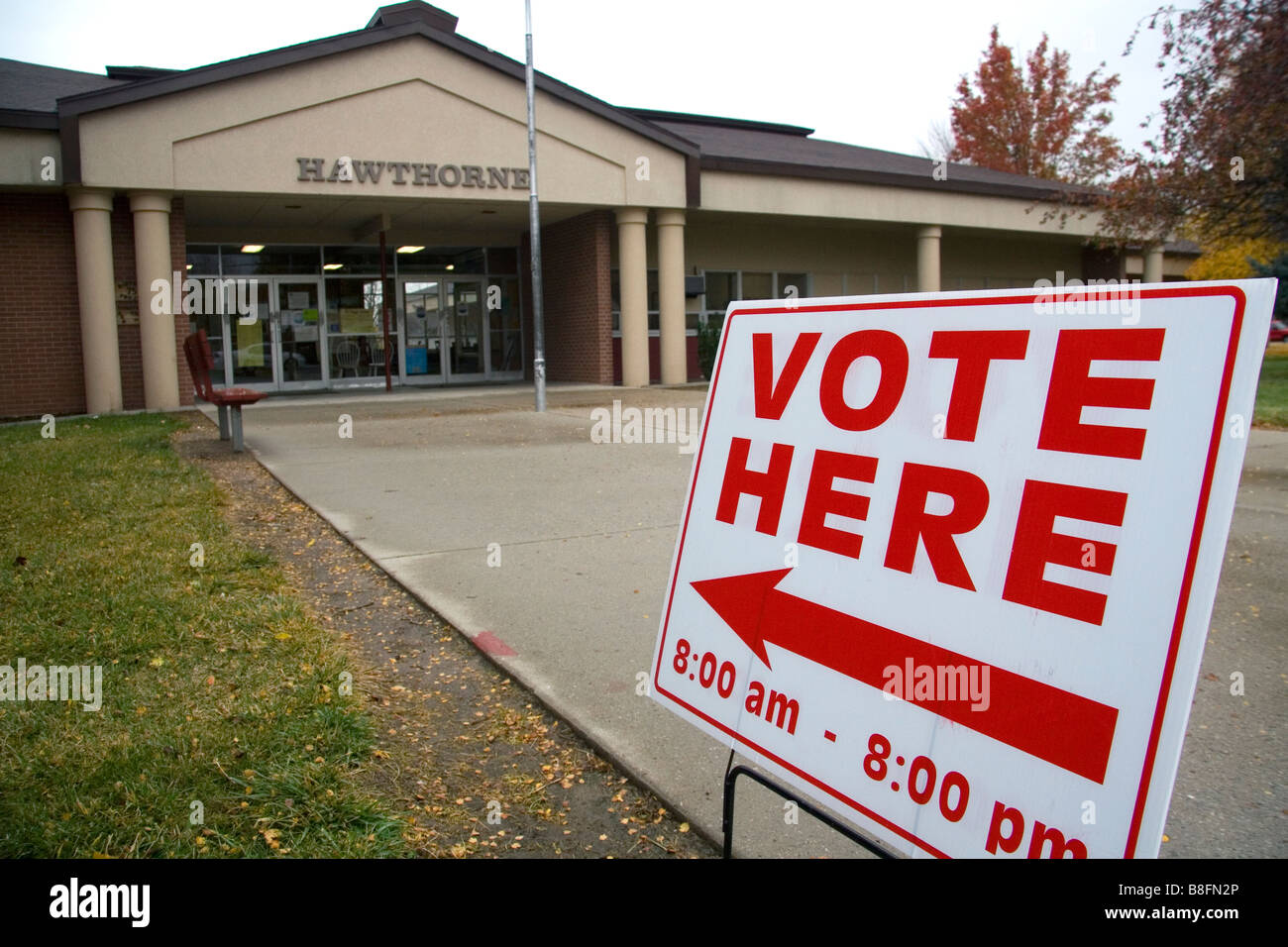 Voto qui segno in corrispondenza di una stazione di polling a Boise Idaho USA Foto Stock