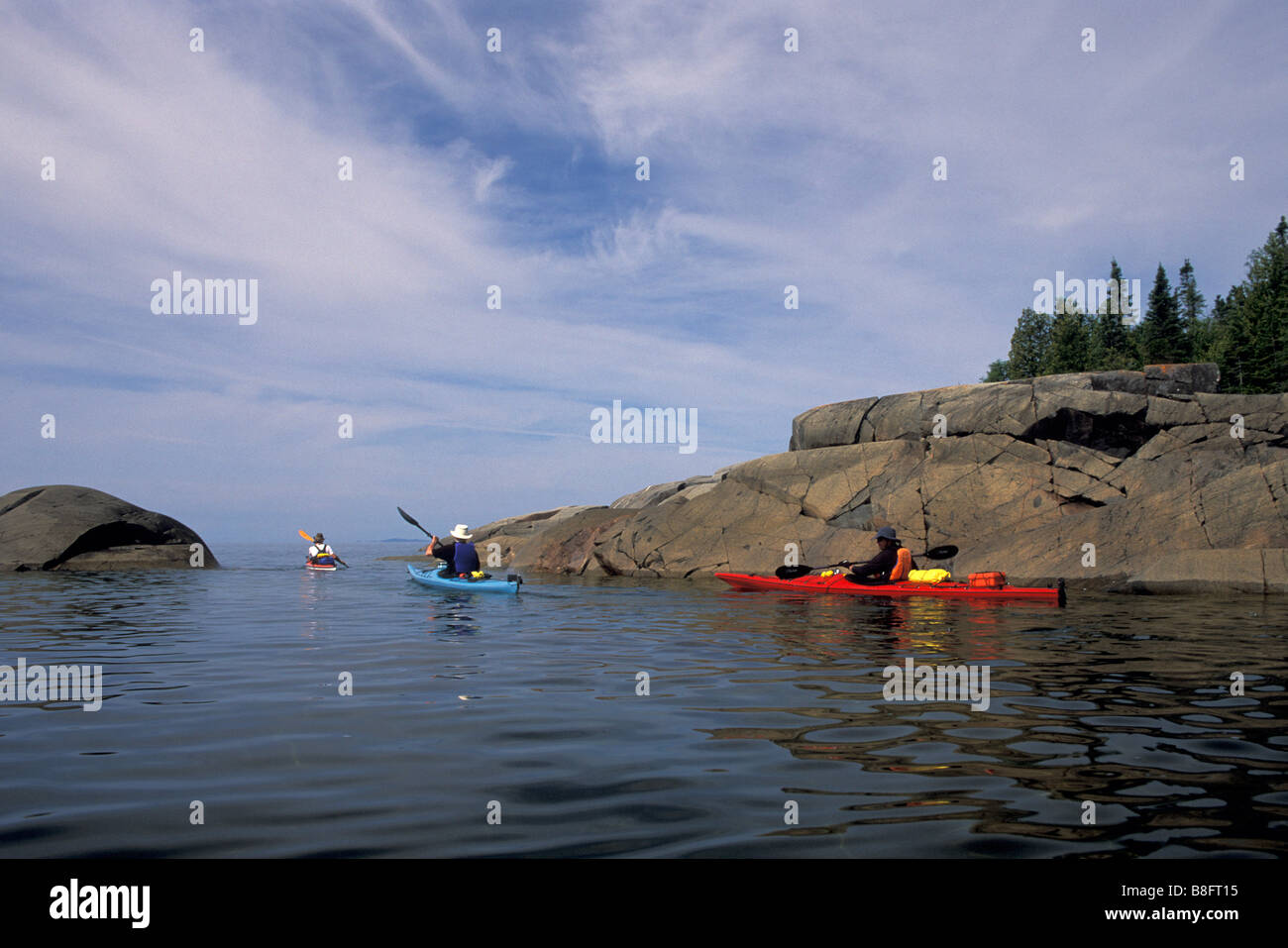 Il kayak da mare costa del lago Superior Foto Stock