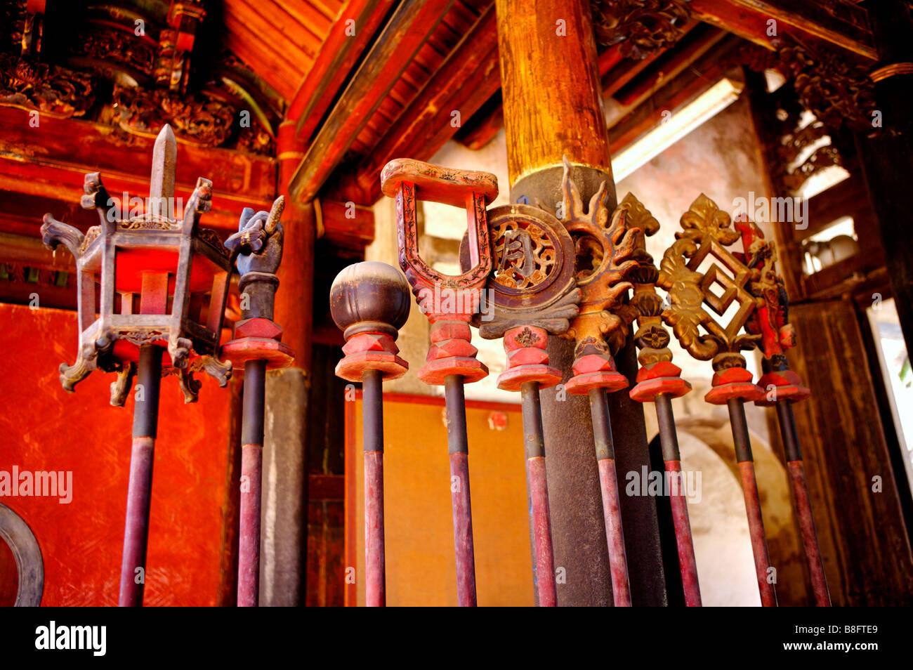 Le proprietà del tempo antico nel tempio Penghu Taiwan Foto Stock
