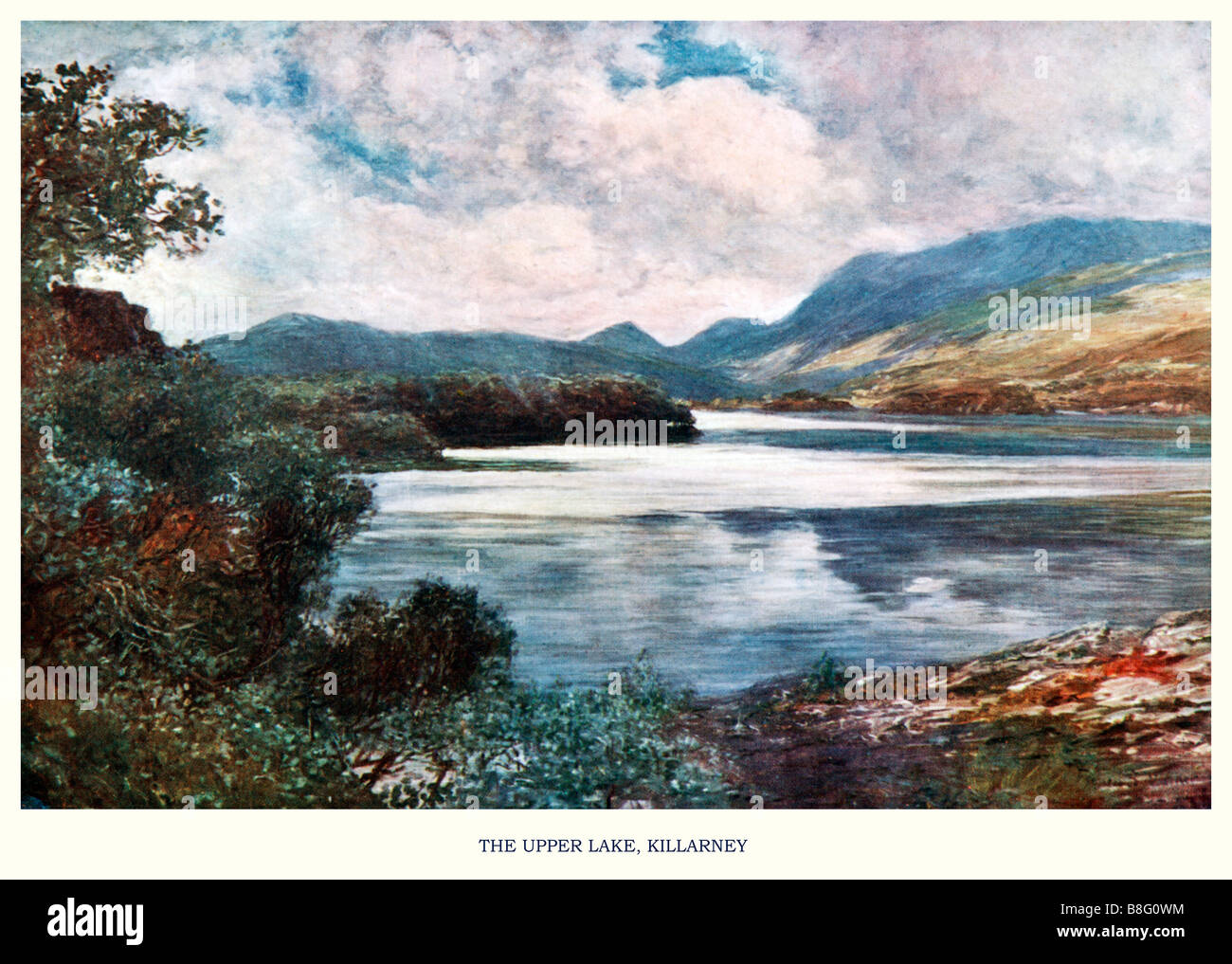 Parte superiore del lago Killarney dipinto del 1910 da Francis Walker del Kerry spot di bellezza Foto Stock