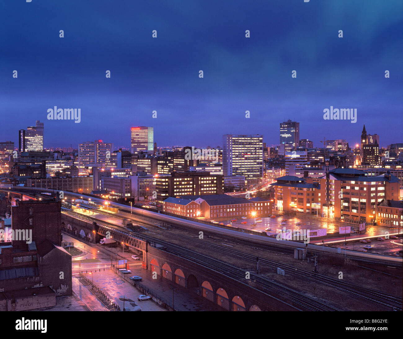 1995 skyline del centro di Manchester, Greater Manchester, Inghilterra Foto Stock