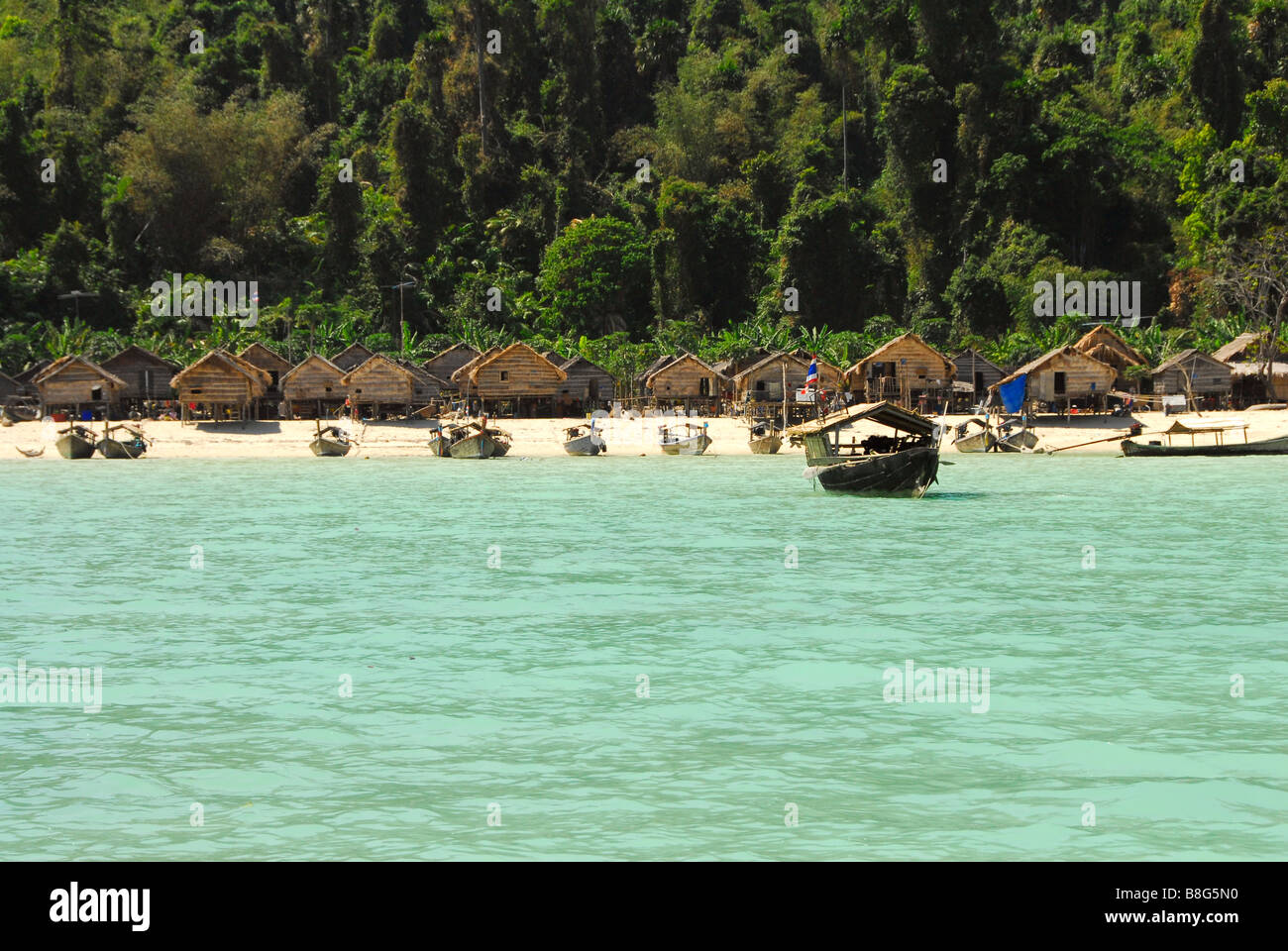 Moken village,Koh Surin,PhangNga,nel sud della Thailandia. Foto Stock