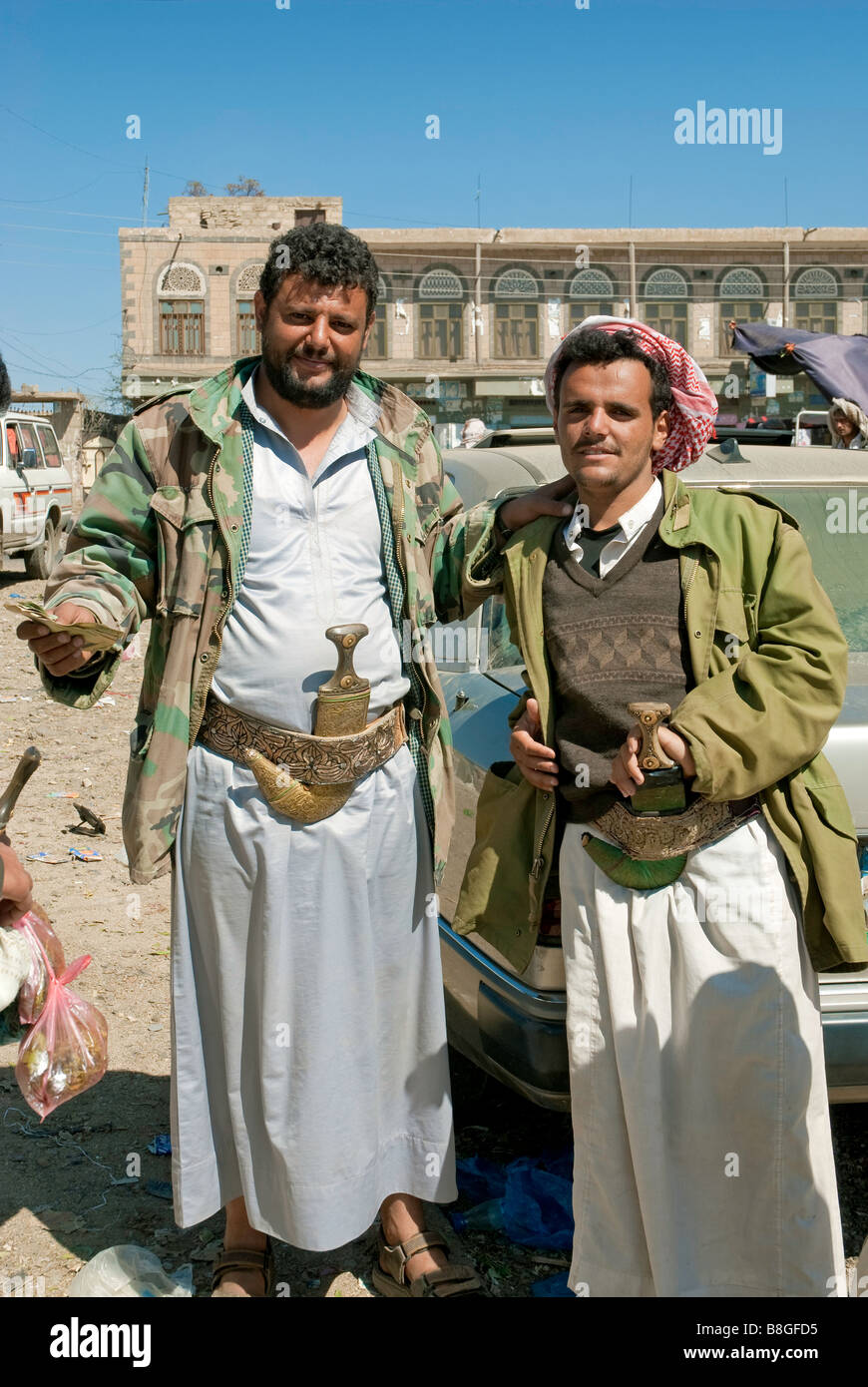 Khat qat ghat i concessionari venditori sul mercato stupefacenti yemen Foto Stock