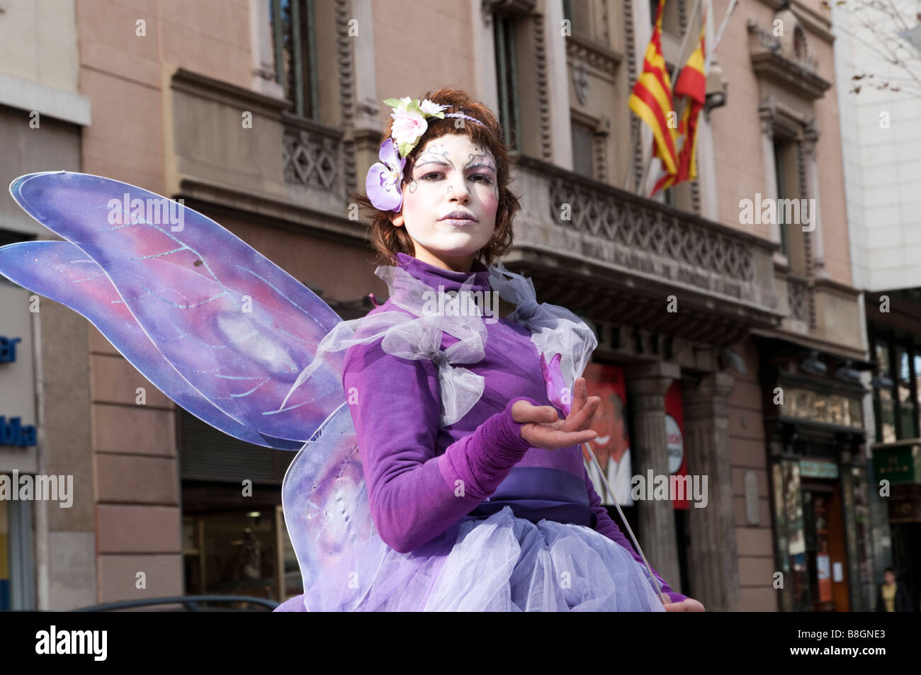 Statua umana sulla Rambla, Barcelona, Spagna Foto Stock