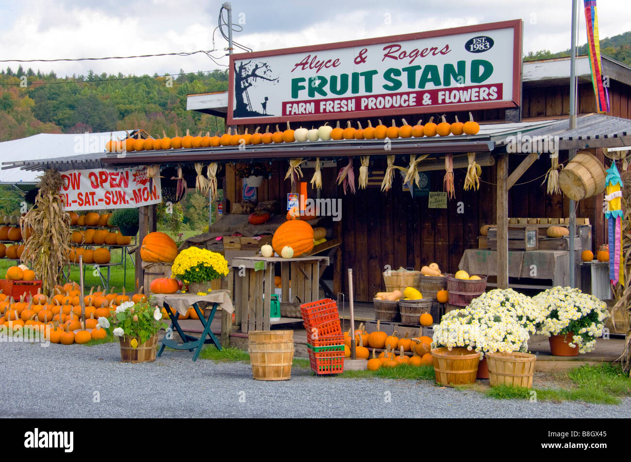 Alyce e Rogers frutta stand in Mount Tremper New York STATI UNITI D'AMERICA Foto Stock