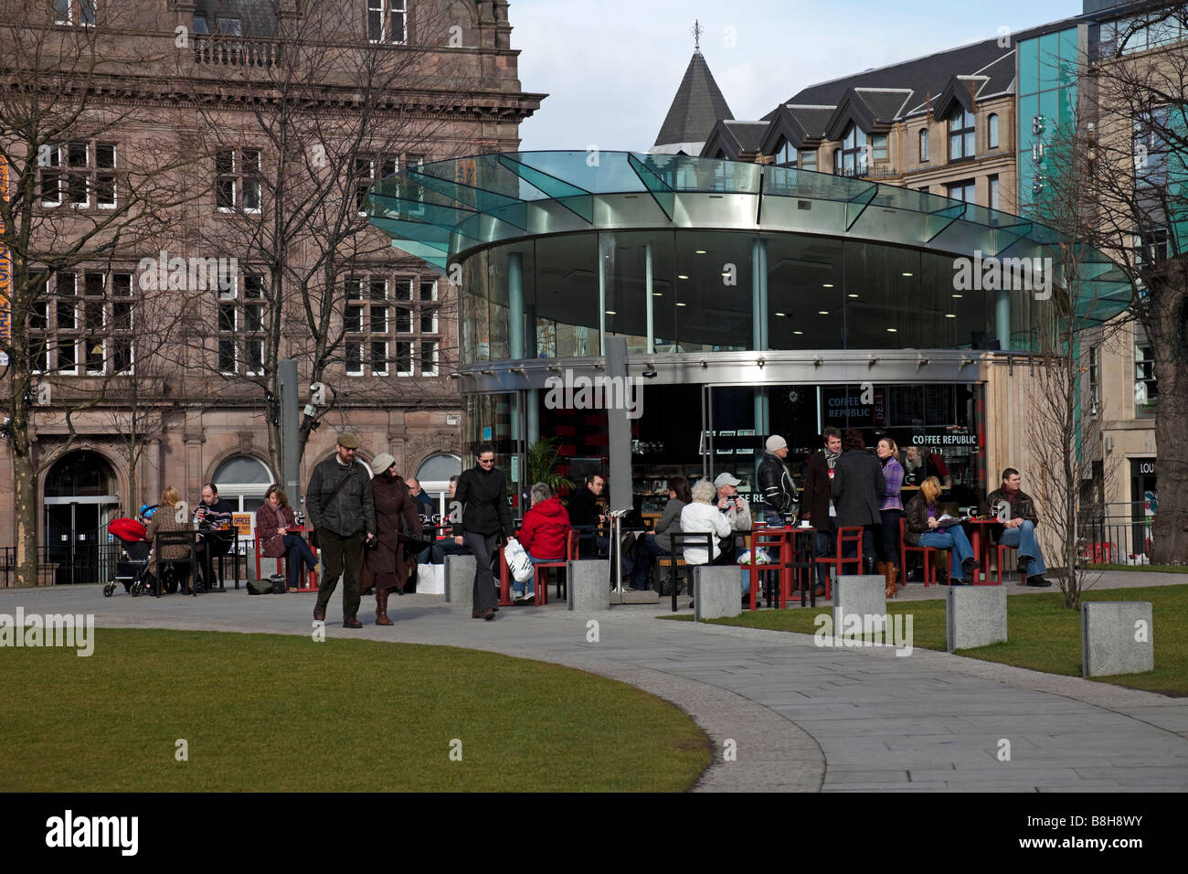 Cafe, Saint Andrew Square Gardens, Edimburgo, Scozia, Regno Unito, Europa Foto Stock