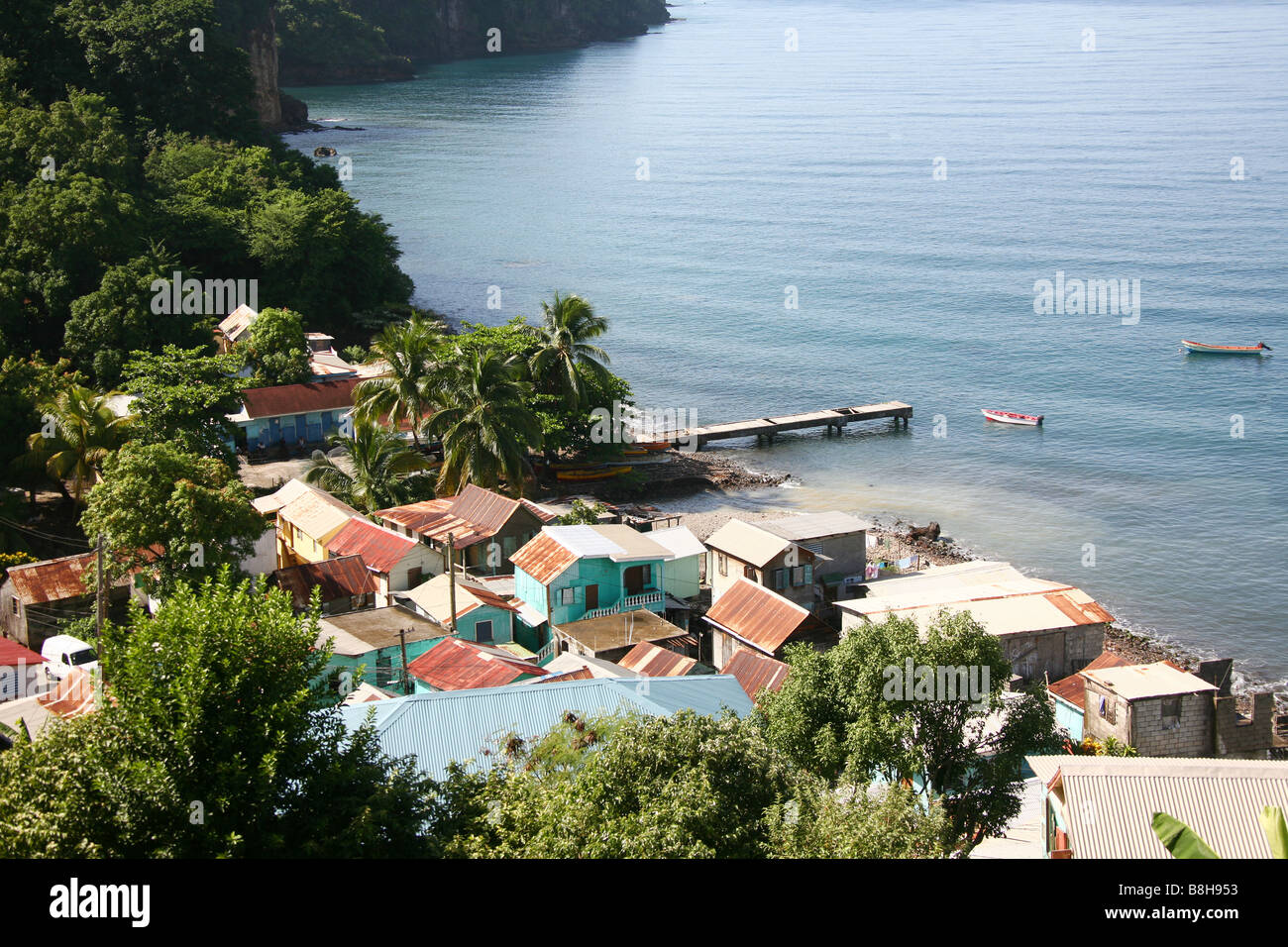 Vista sulla costa est dell'isola dei Caraibi Dominica Foto Stock