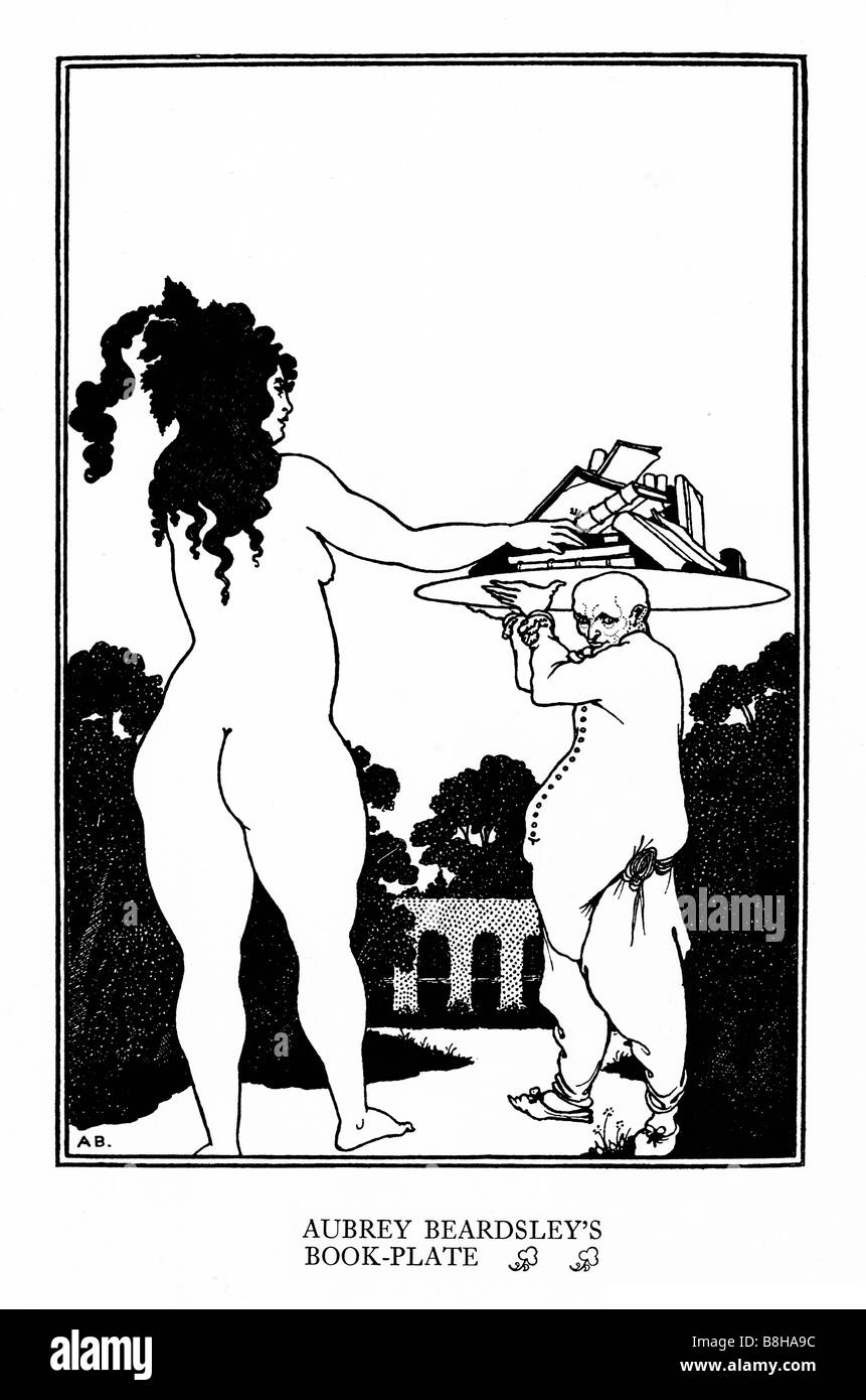 Aubrey Beardsley Prenota piastra l'illustrazione utilizzata per la sua biblioteca personale Foto Stock