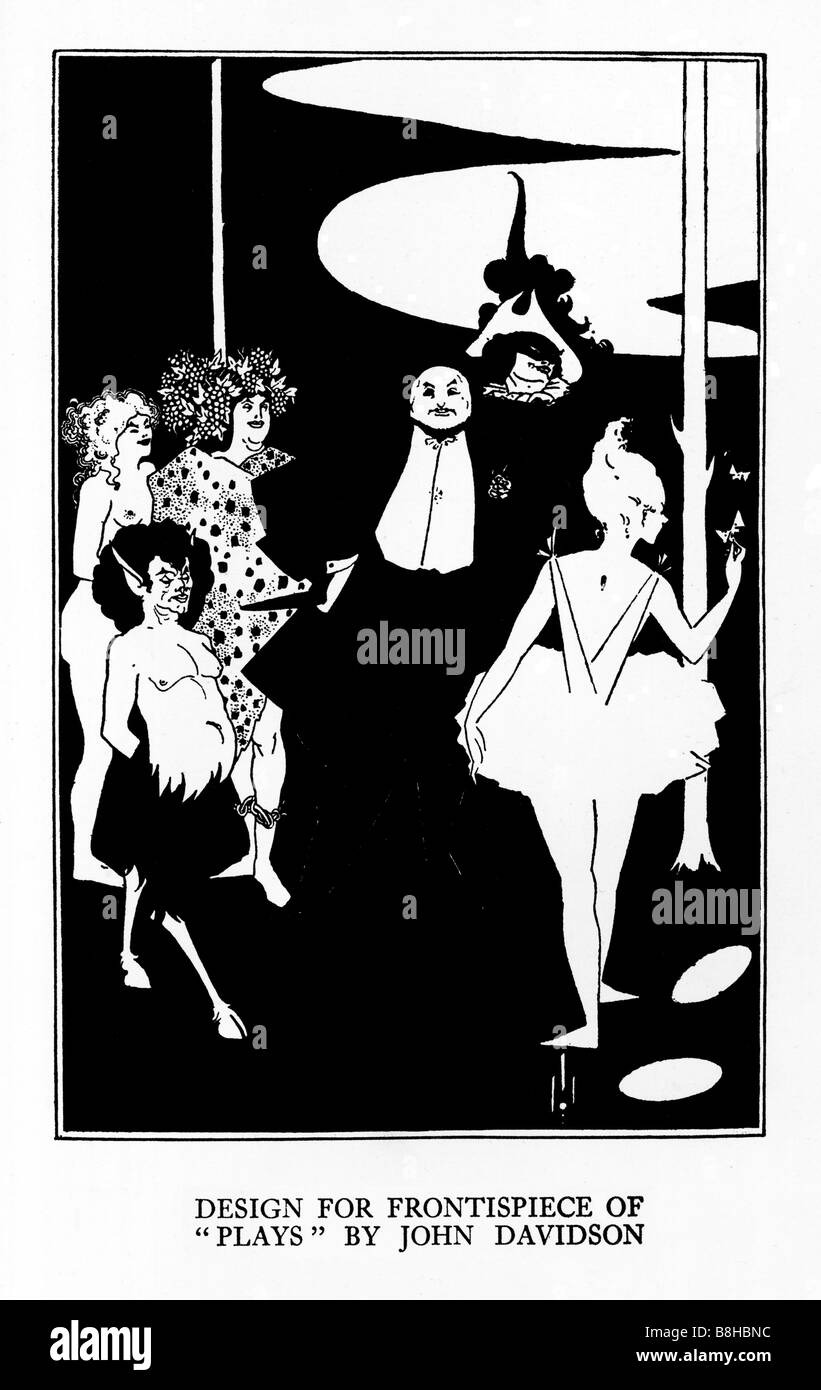 Aubrey Beardsley John Davidson suona il design per il volume pubblicato 1894 con Wilde come Bacco con legato alle caviglie Foto Stock
