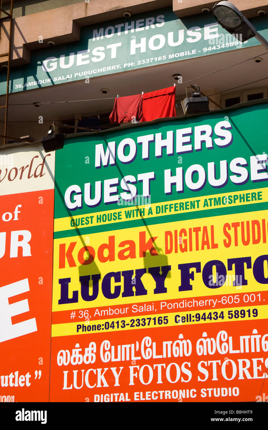 India Pondicherry Ambour Salai madri Guest House segno Foto Stock