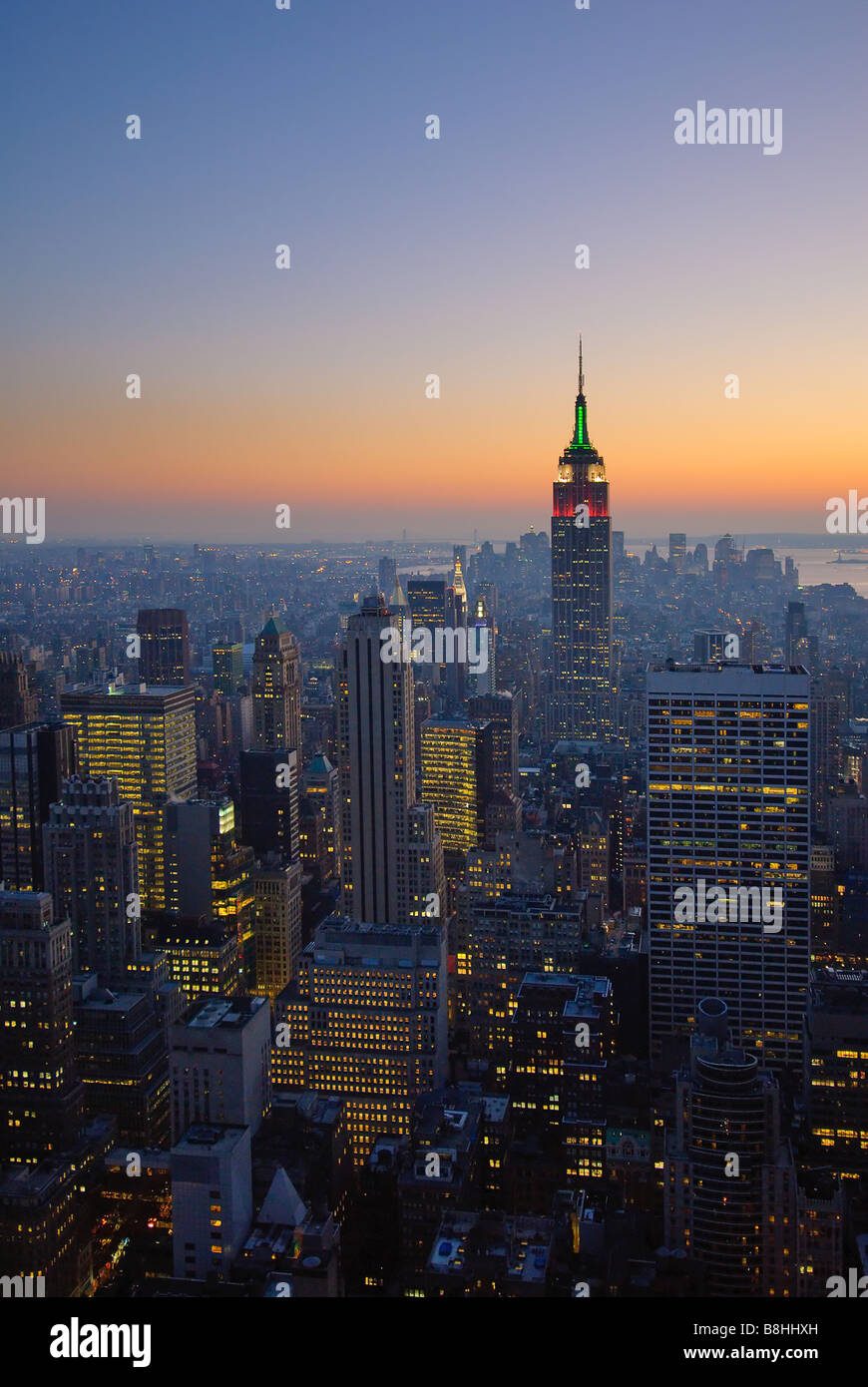 Panorama di manhattan al tramonto new york Foto Stock
