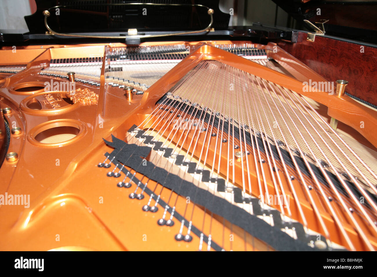 Immagine della parte interna di un pianoforte Foto Stock