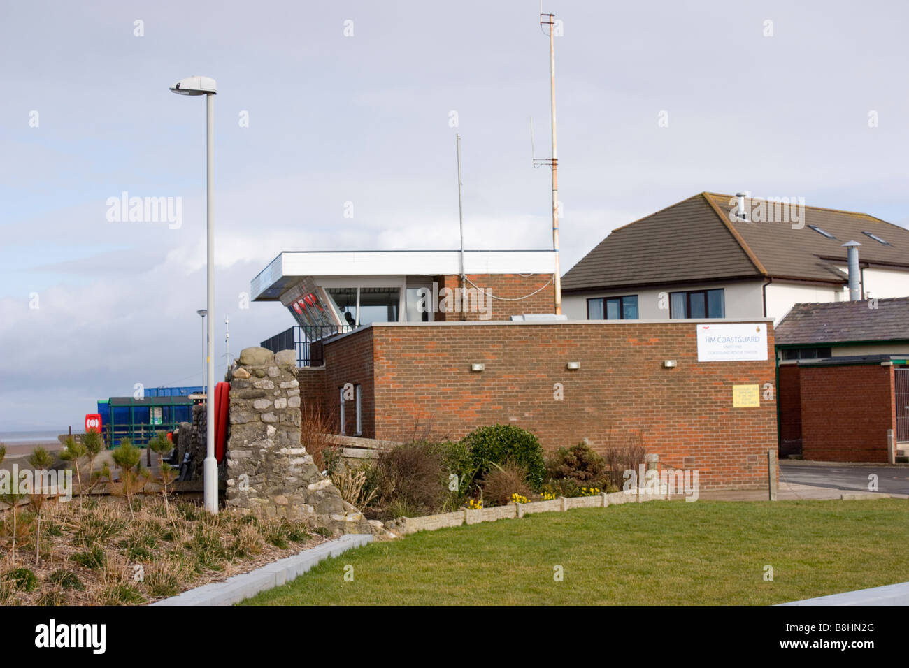 HM Coastguard Stazione di salvataggio Knott fine sul mare Lancashire Foto Stock