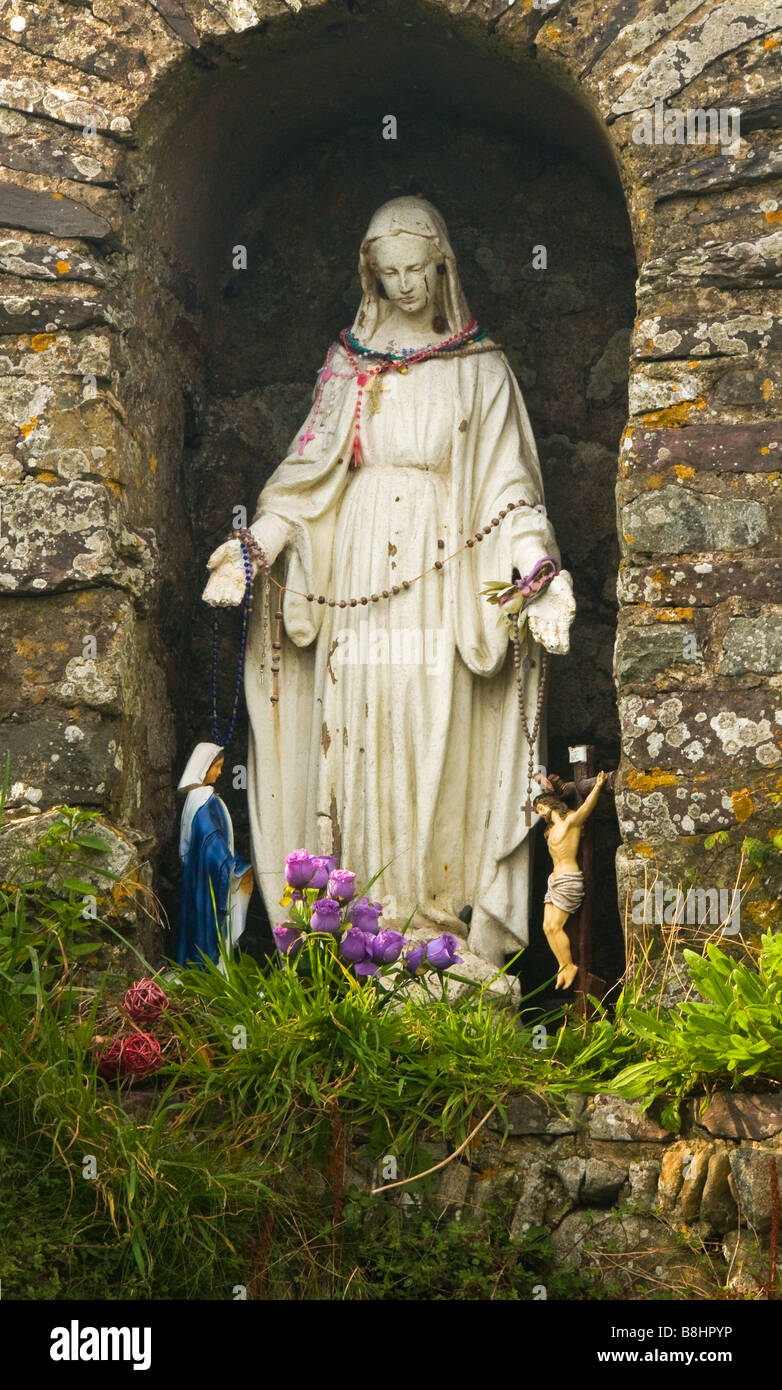 Vergine Maria a st altopiano cappella di pembrokeshire coast , Wales UK Foto Stock