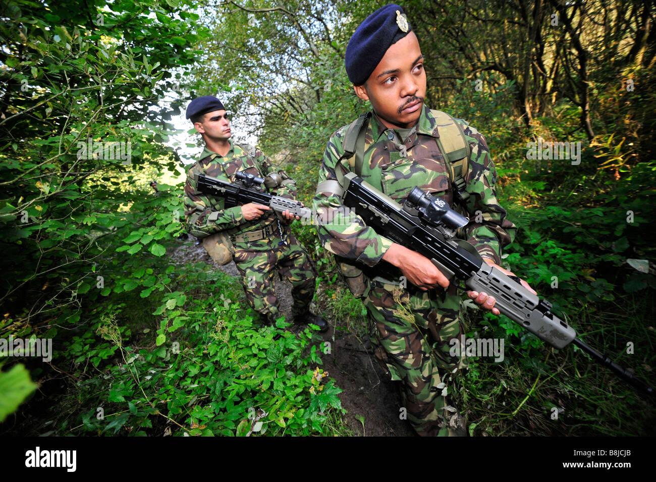 Esercito britannico di formazione militare per la guerra Foto Stock