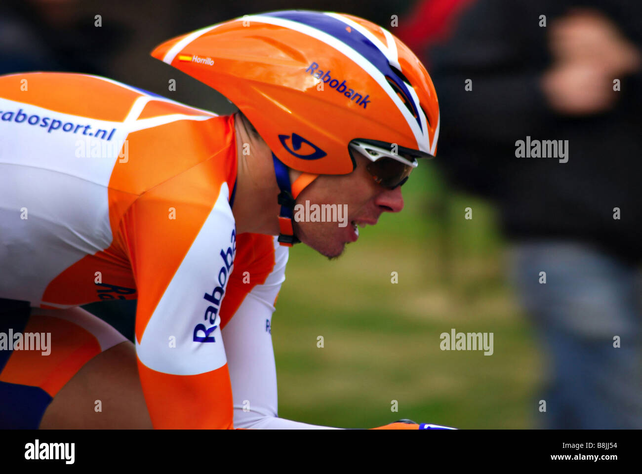 SACRAMENTO CA Febbraio 14 2009 Rabobank ciclista del team Racing a Amgen tour della California prove cronometrate Foto Stock