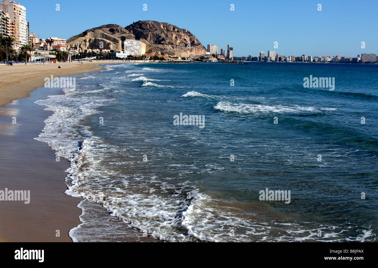 Alicante spiaggia vista Foto Stock