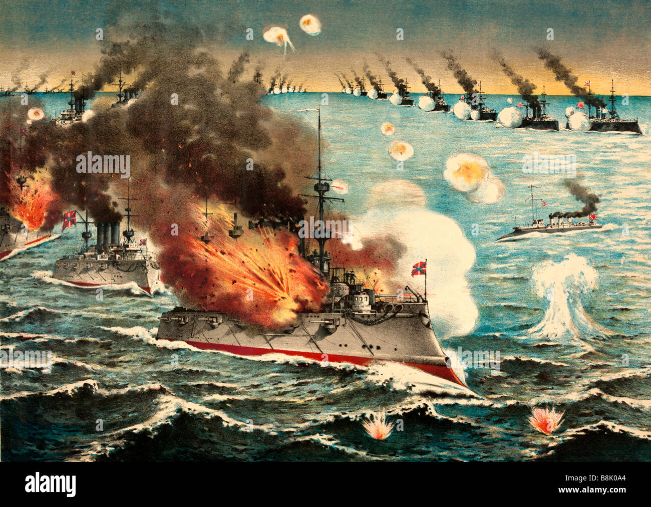 Attacco giapponese su Port Arthur, Russo di guerra giapponesi 1904 Foto Stock