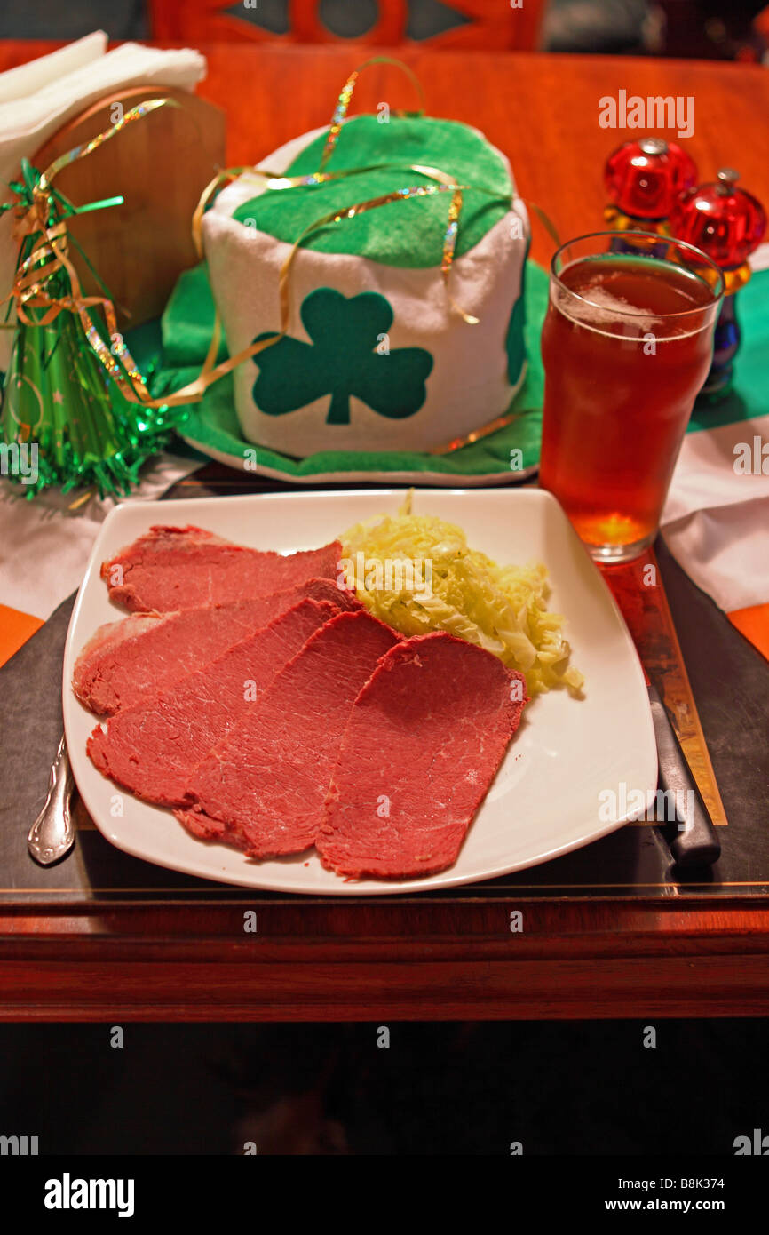 San Patricks giorno cibo corned di manzo e cavolo Foto Stock