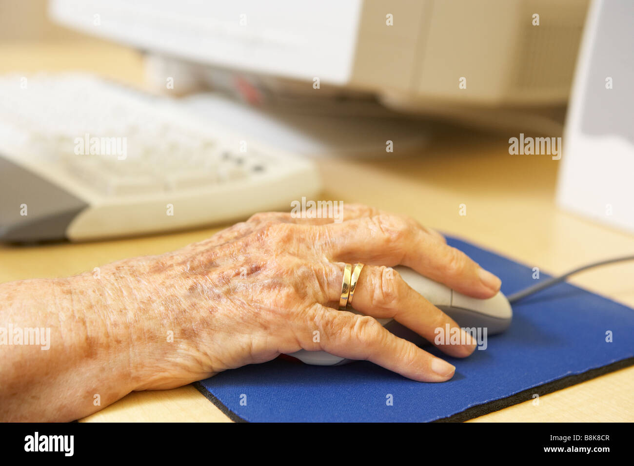 Persona che usa il computer Foto Stock