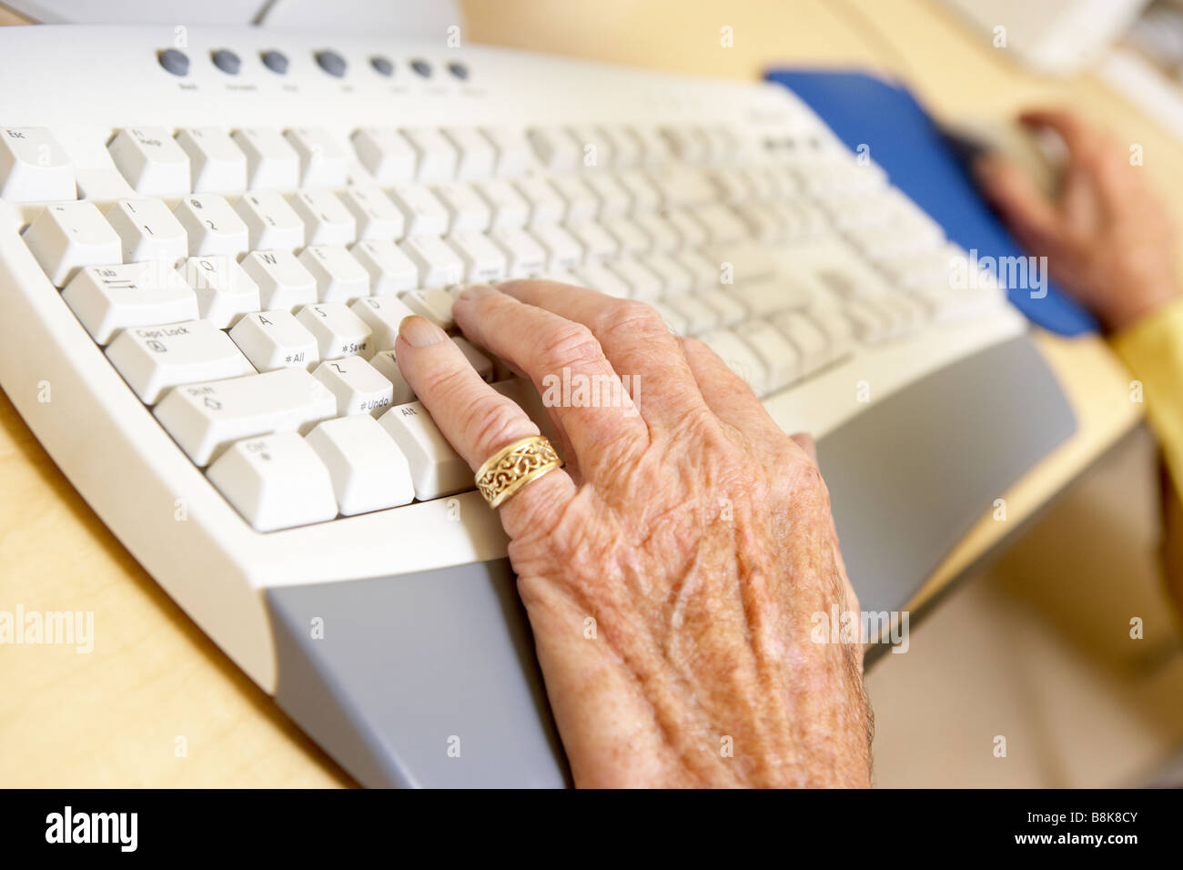 Persona che usa il computer Foto Stock