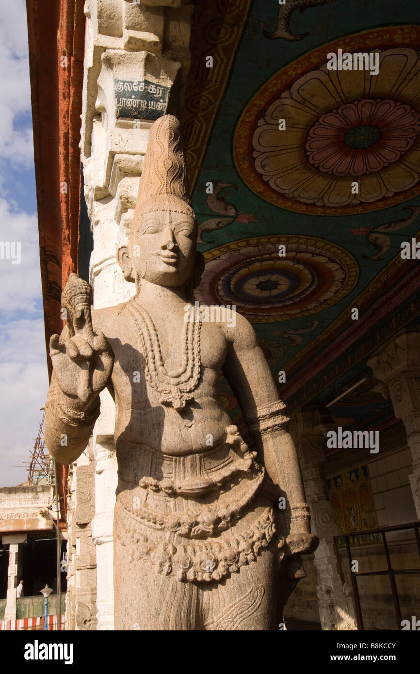 India Tamil Nadu Madurai Sri Meenakshi Temple figura di Kulashekhara Pandyan VIII secolo re Foto Stock