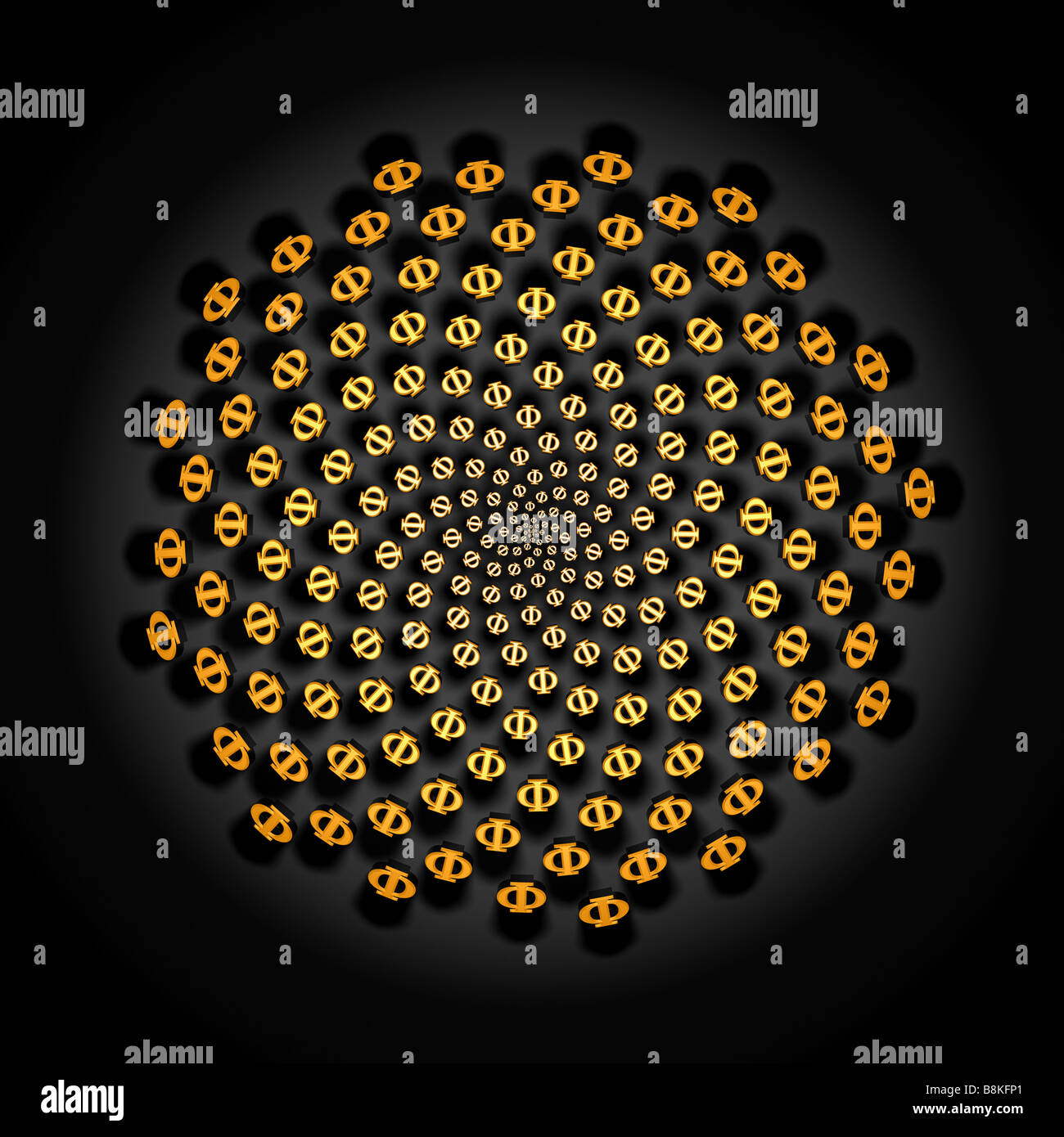 3D illustrazione CGI di Fibonacci la fillotassi - il modello si vede spesso nelle piante e la crescita naturale come teste di seme. Foto Stock