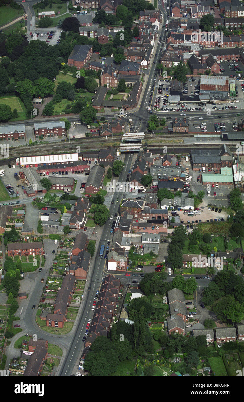 Vista aerea di Lichfield Staffordshire REGNO UNITO Inghilterra dotate di St John Street e Upper St John Street e il Birmingham Road Foto Stock