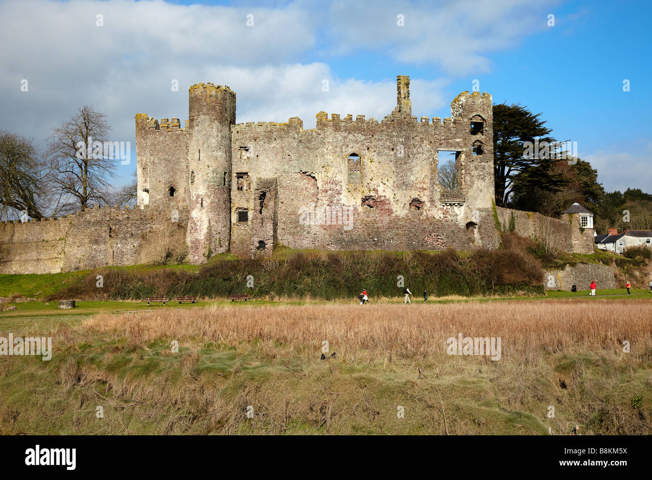 Laugharne Castello nel West Wales, Regno Unito Foto Stock