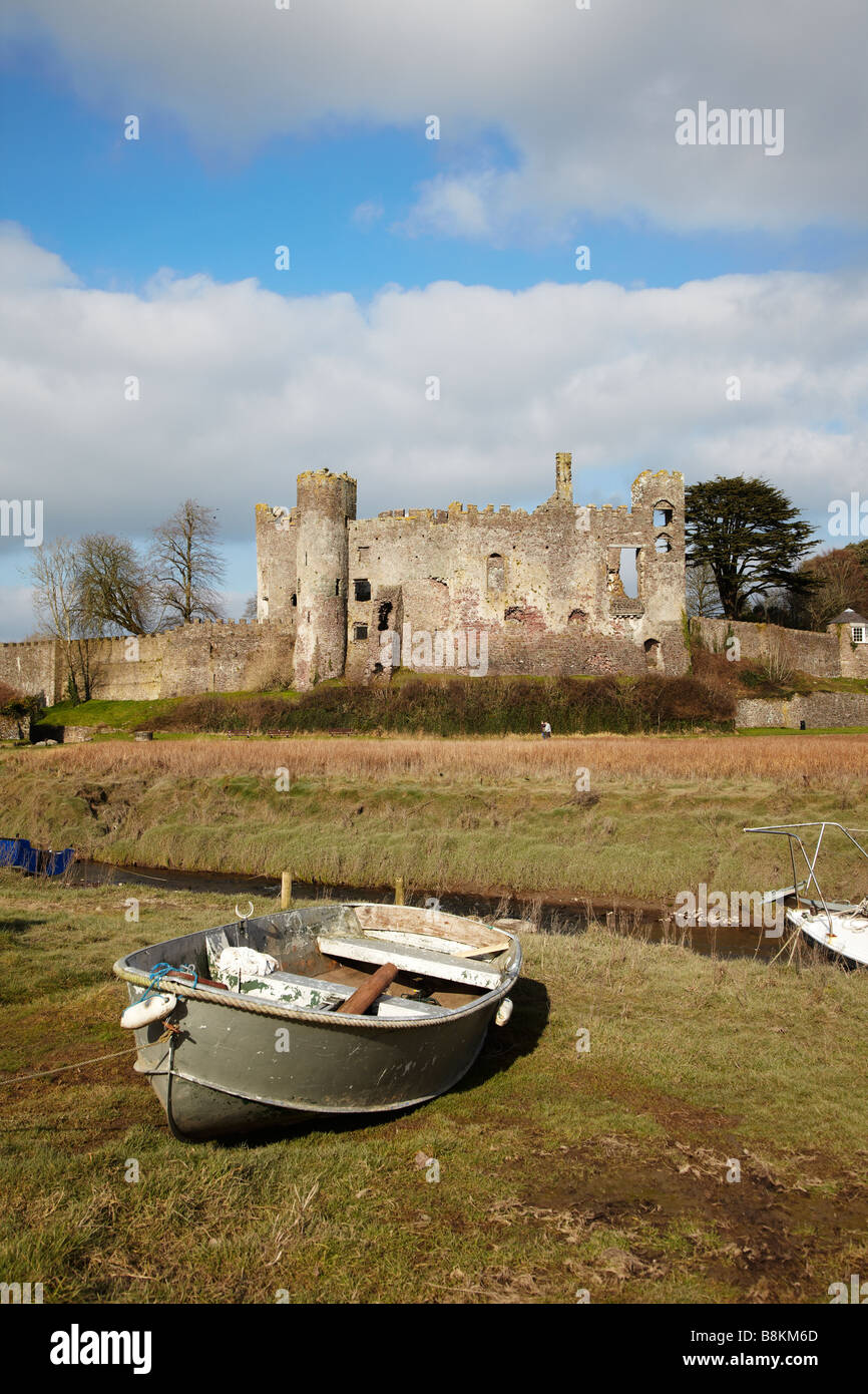 Laugharne Castello nel West Wales, Regno Unito Foto Stock