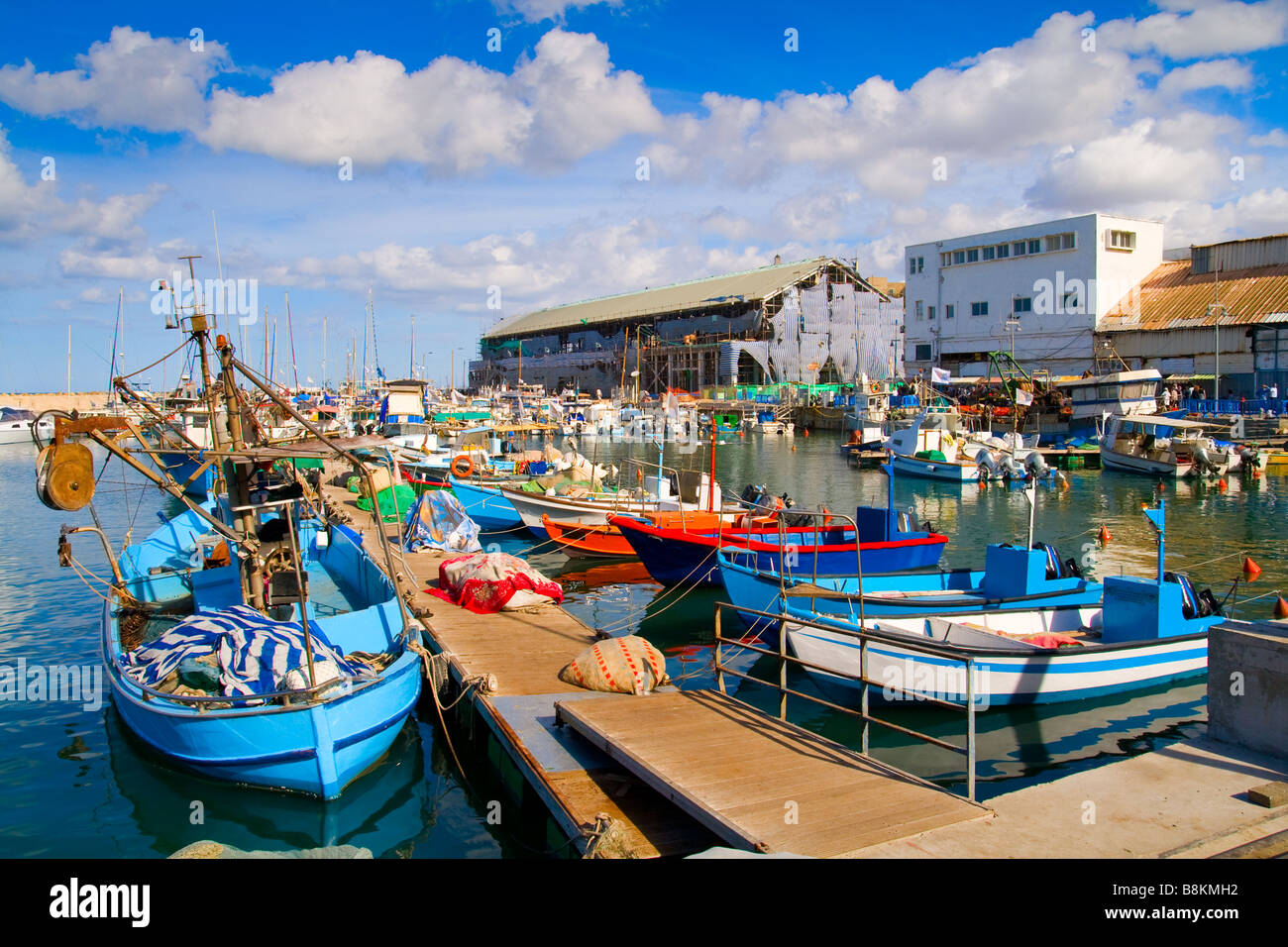 Un sacco di barche nel pittoresco porto di Tel Aviv, Israele Foto Stock