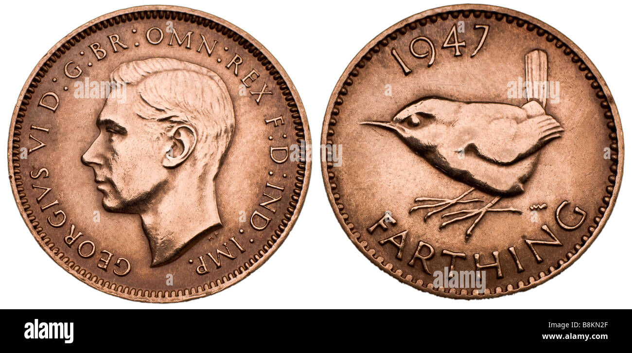 British George VI farthing del 1947 Foto Stock