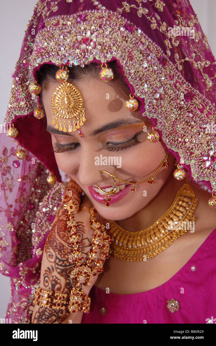 Pretty asiatiche o sposa indiana Foto Stock
