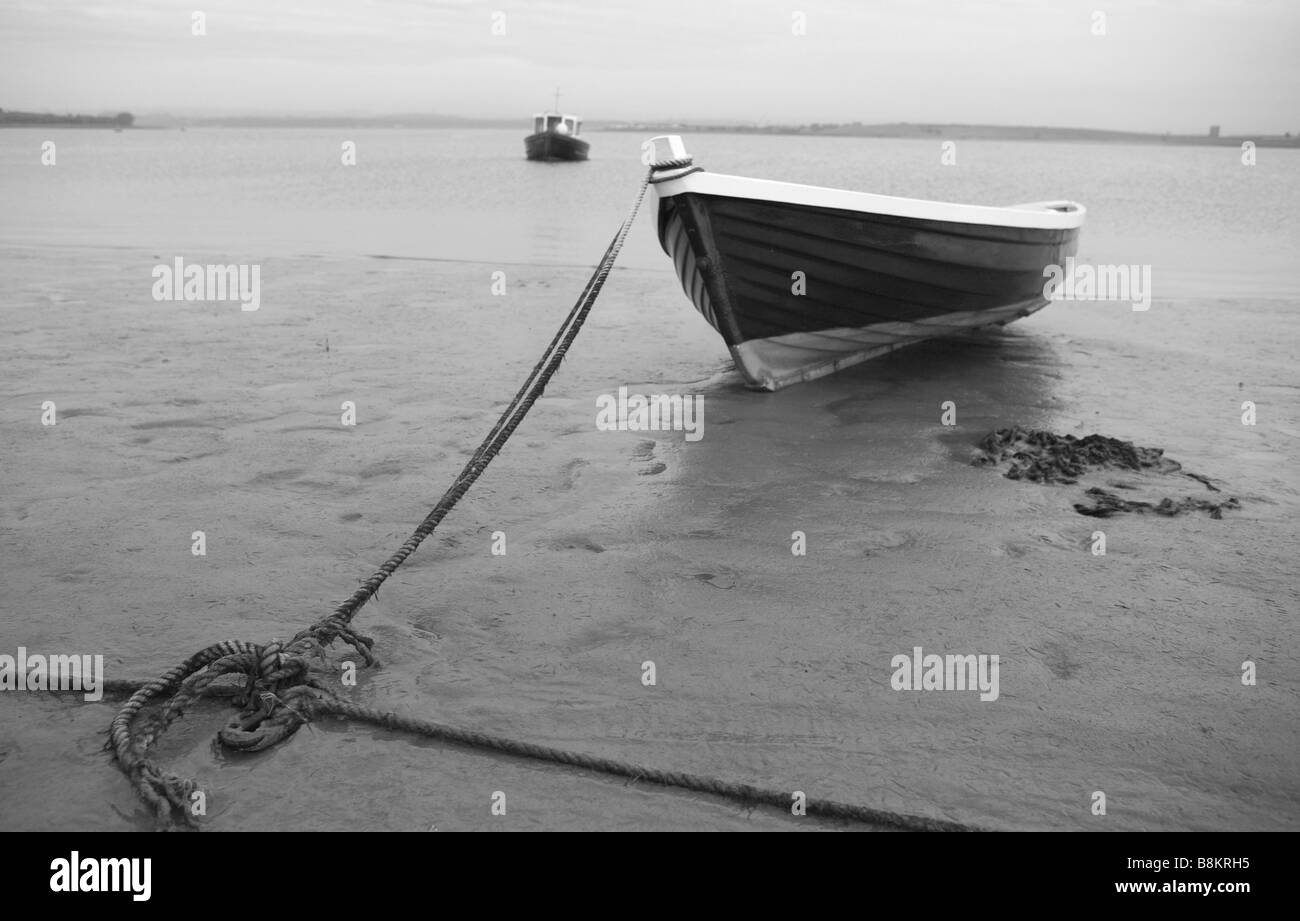 Barca a Sunderland punto, un piccolo borgo nei pressi di Heysham, Lancashire, Regno Unito. Esso risale al commercio del cotone del XVIII secolo. Foto Stock