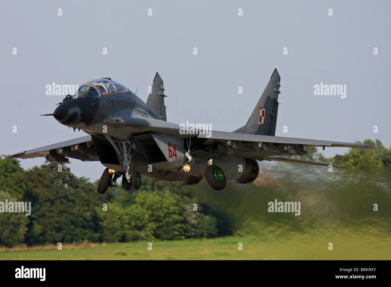 MiG 29 jet militare fighter dal polacco Air Force Taking off Foto Stock