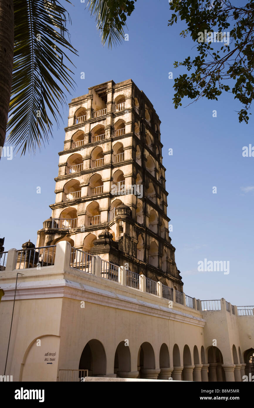 India Tamil Nadu Thanjavur Royal Palace landmark torre campanaria Foto Stock