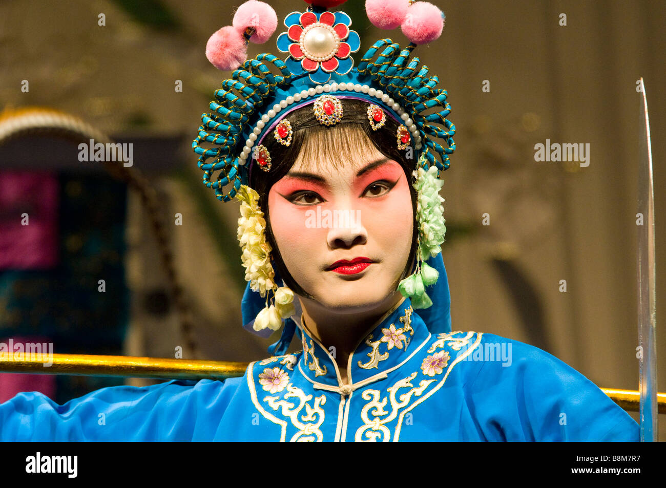 Il cinese Kunqu opera giocatore durante lo spettacolo Foto Stock