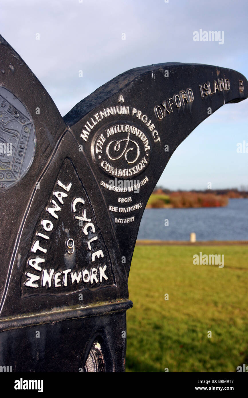 Ciclo nazionale Network sign a Craigavon Lakes, nella contea di Armagh, Irlanda del Nord Foto Stock